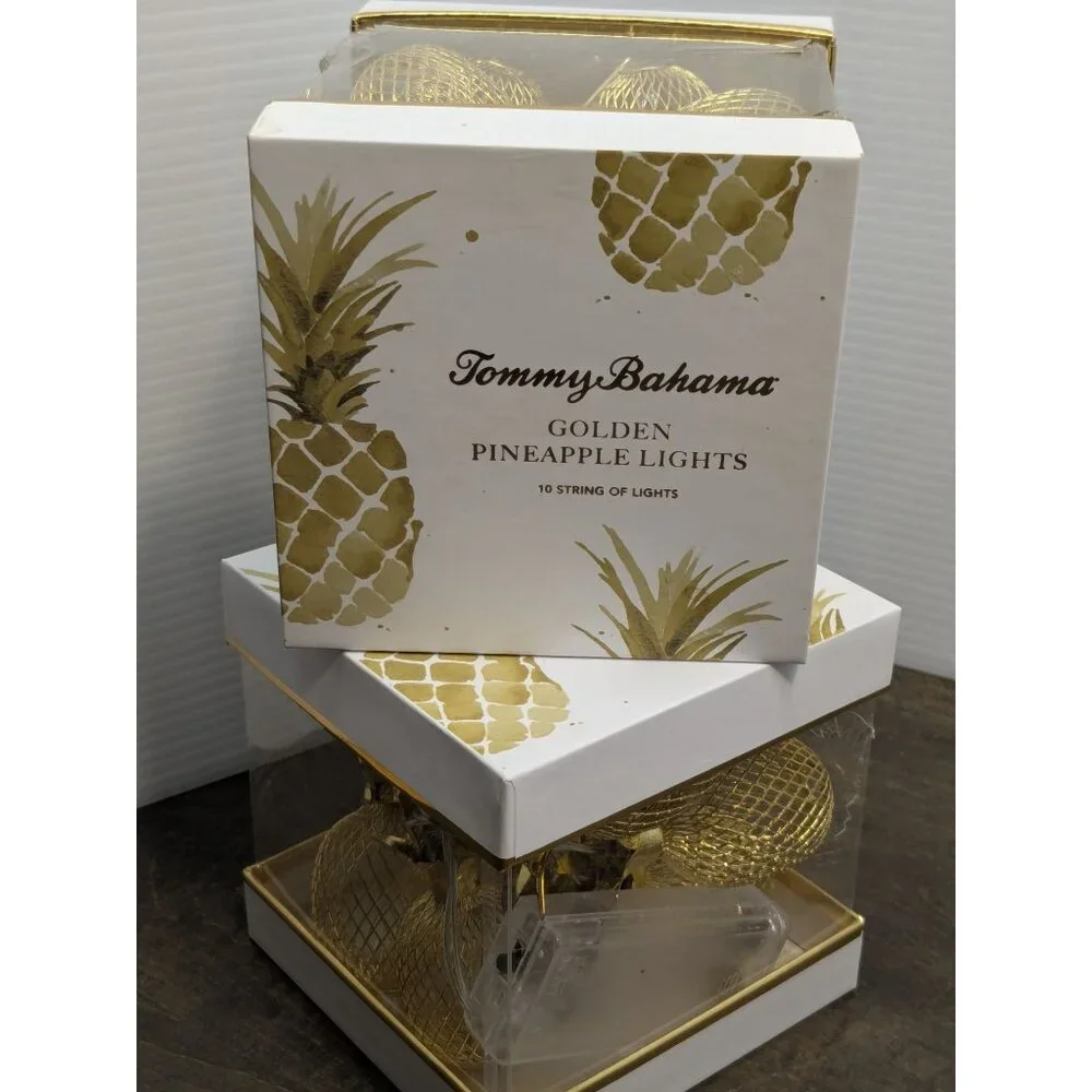 Tommy Bahama Golden Pineapple Battery-Operated String Lights 2 Sets Of 10 AA